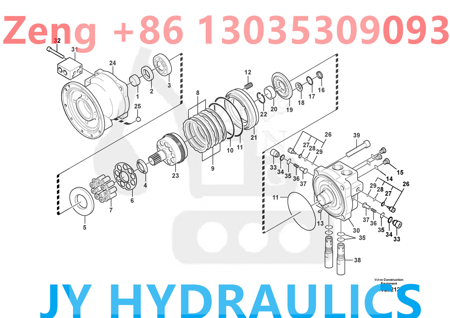 VOLVO EC160C EC160D EC160E EC170D EC180C EC180D EC180E EXCAVATOR VOE14538587 VOE14538545 SWING MOTOR PARTS