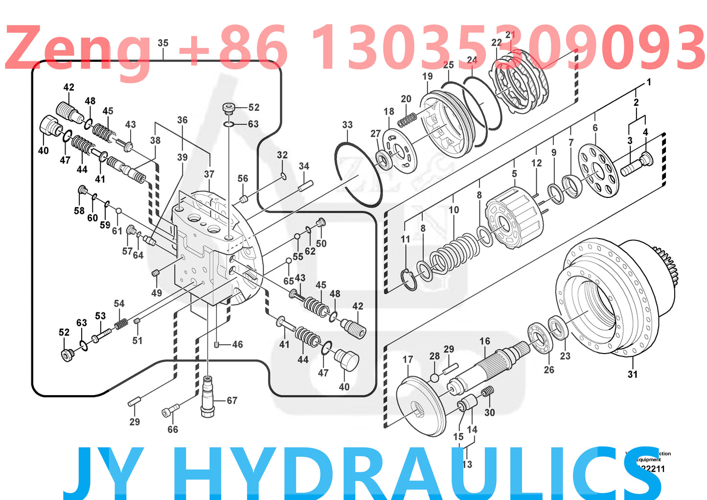 VOLVO EC160C EXCAVATOR VOE14538585 FINAL DRIVE VOE14538546 TRAVEL MOTOR ROTARY GROUP AND SPARE PARTS