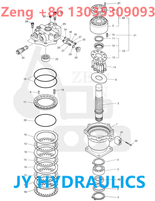 DOOSAN DX340LC DX340LCA DX350LC DX360LCA DX420LC EXCAVATOR K1007543A SWING MOTOR ROTARY GROUP AND SPARE PARTS