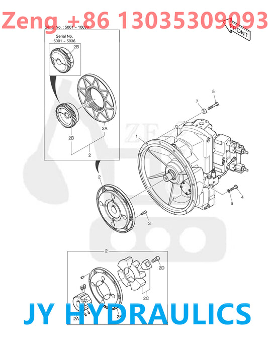 DOOSAN DX480LC DX520LC DX520LCA EXCAVATOR K1000288B 400914-00252  *NA00911  HYDRAULIC PUMP ROTARY GROUP AND SPARE PARTS
