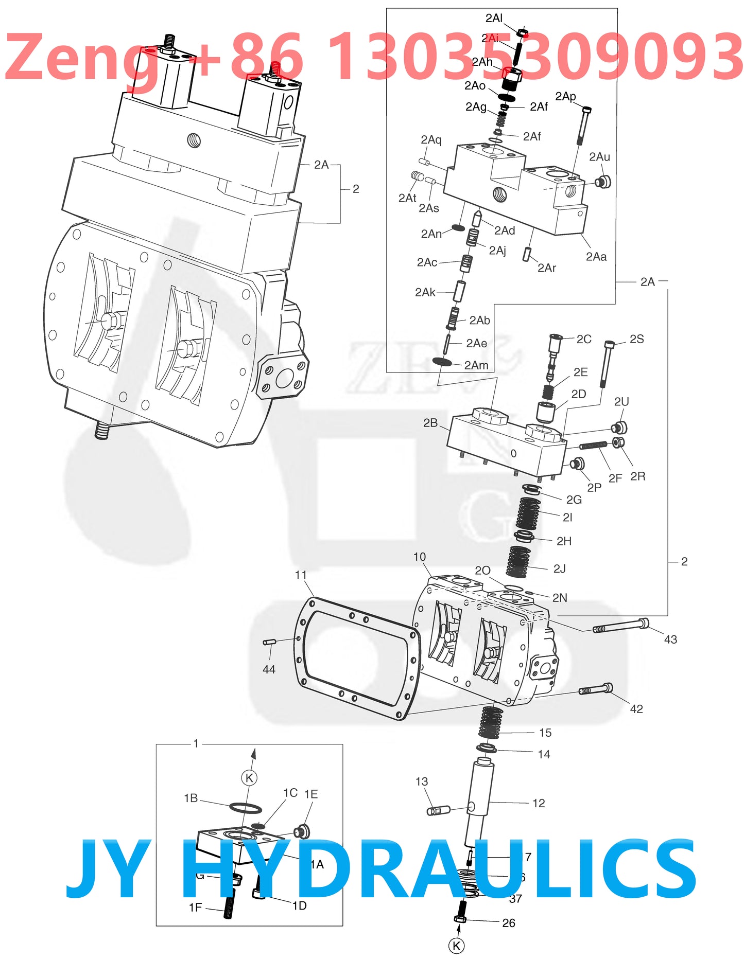 DOOSAN DX480LC DX520LC DX520LCA EXCAVATOR K1000288B 400914-00252  *NA00911  HYDRAULIC PUMP ROTARY GROUP AND SPARE PARTS