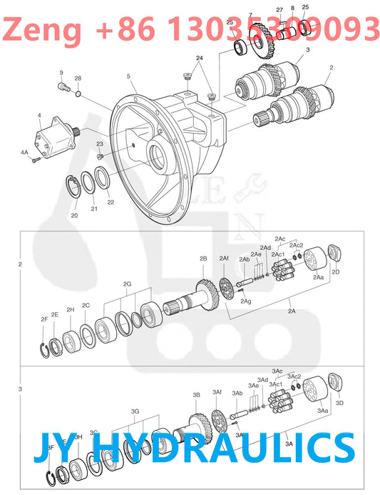 DOOSAN DX480LC DX520LC DX520LCA EXCAVATOR K1000288B 400914-00252  *NA00911  HYDRAULIC PUMP ROTARY GROUP