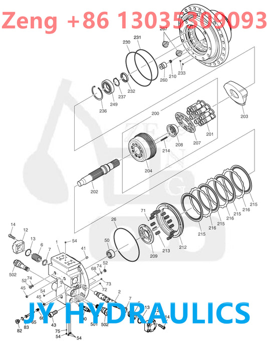 DOOSAN DX520LC DX520LCA TRAVEL MOTOR 10099- ROTARY GROUP AND SPARE PARTS