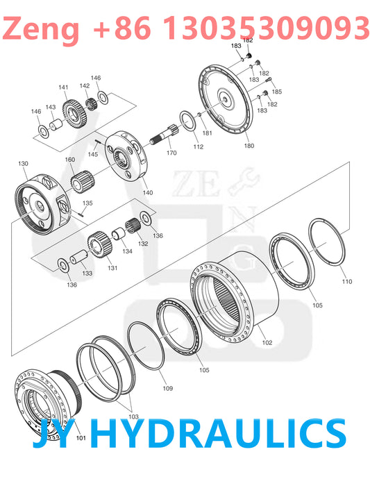 DOOSAN DX300LC-5 EXCAVATOR FINAL DRIVE TRAVEL REDCUTION GEARBOX PARTS
