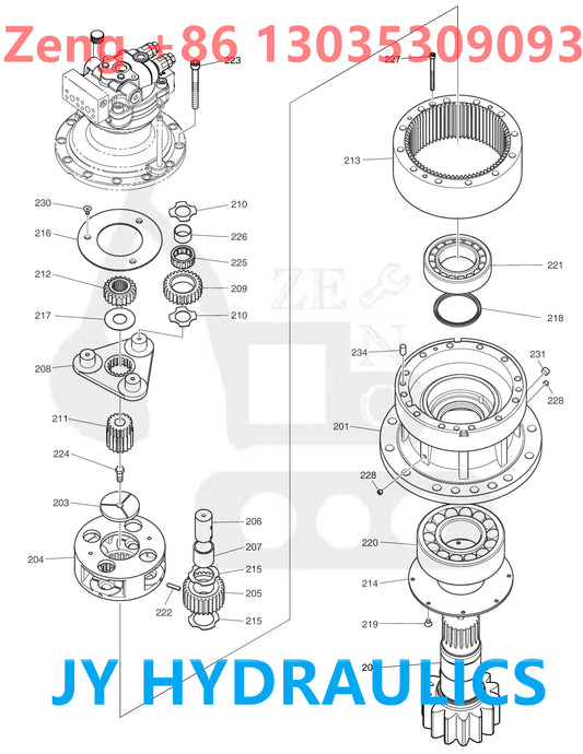 DOOSAN DX300LC-5 SWING REDUCTION GEARBOX PARTS
