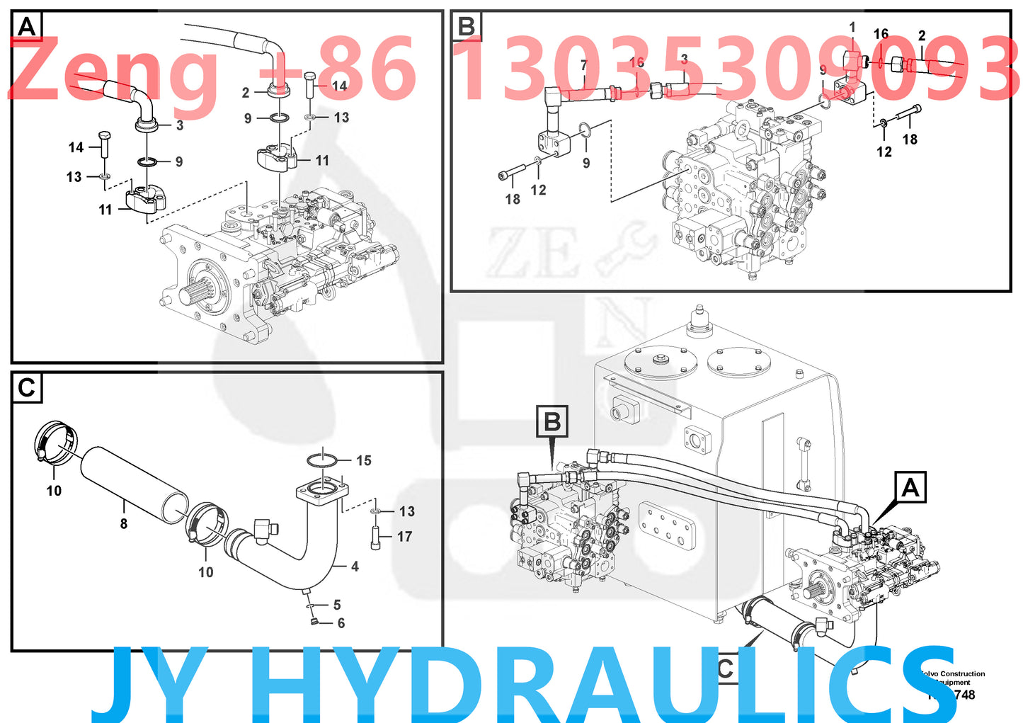 VOLVO EC200D EXCAVATOR VOE14715508 HDYRAULIC PUMP PARTS