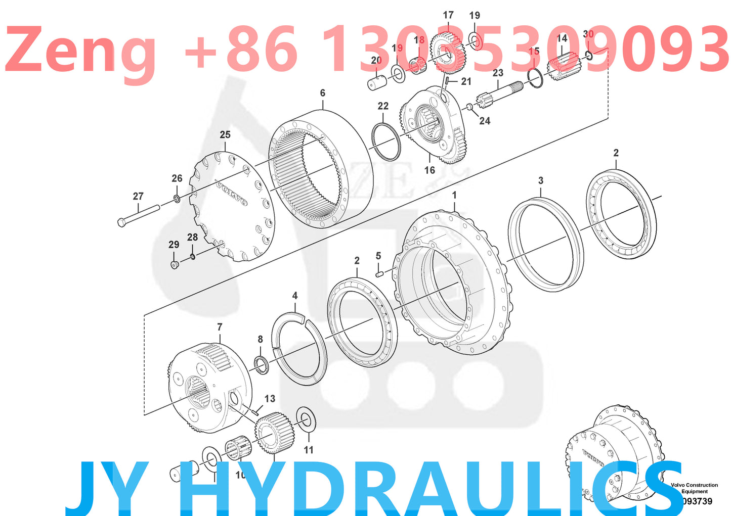 VOLVO EC200D EXCAVATOR VOE14713821 TRAVEL REDUCTION GEARBOX PARTS