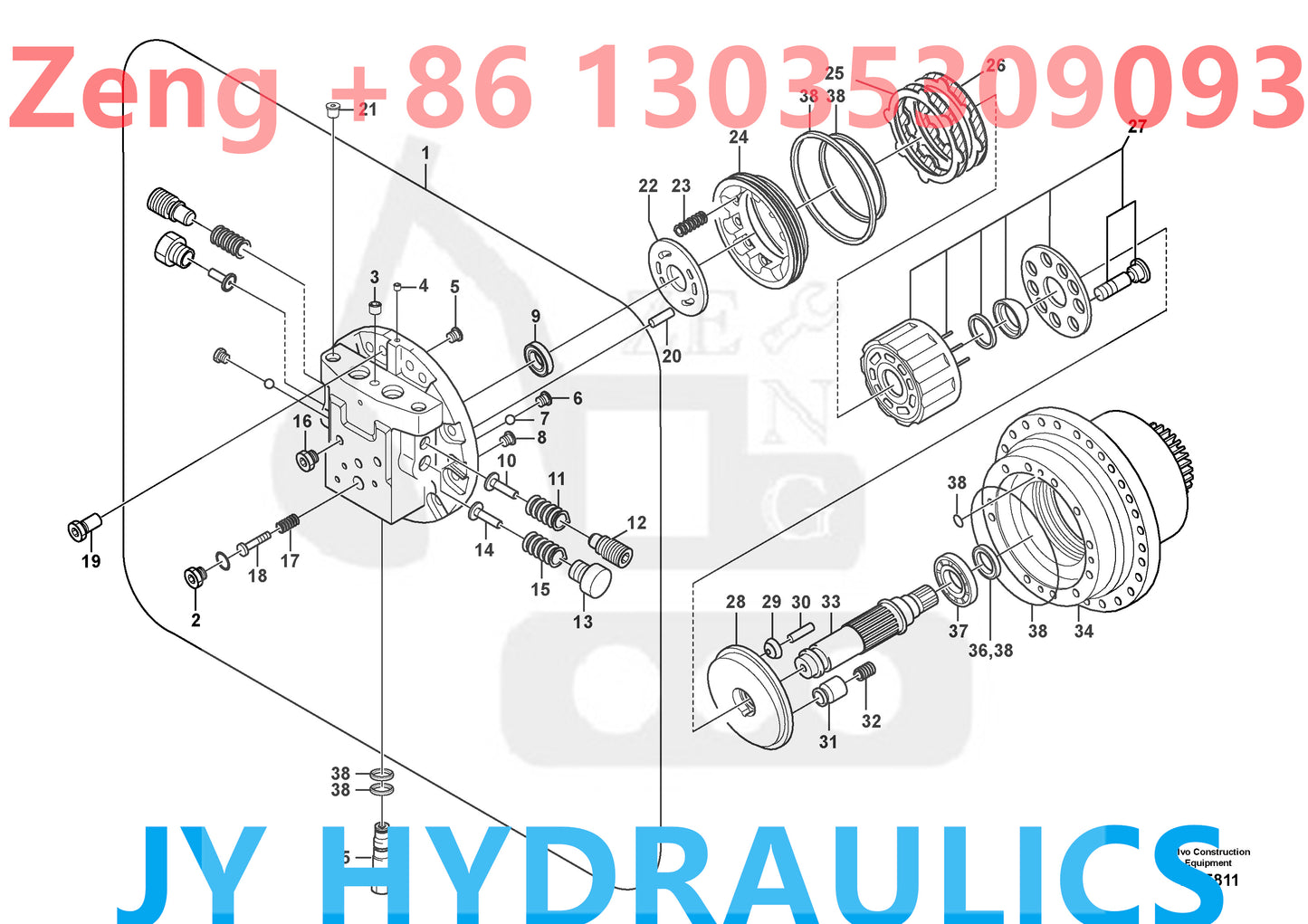 VOLVO EC200D EXCAVATOR VOE14719059 VOE14715510 TRAVEL MOTOR PARTS