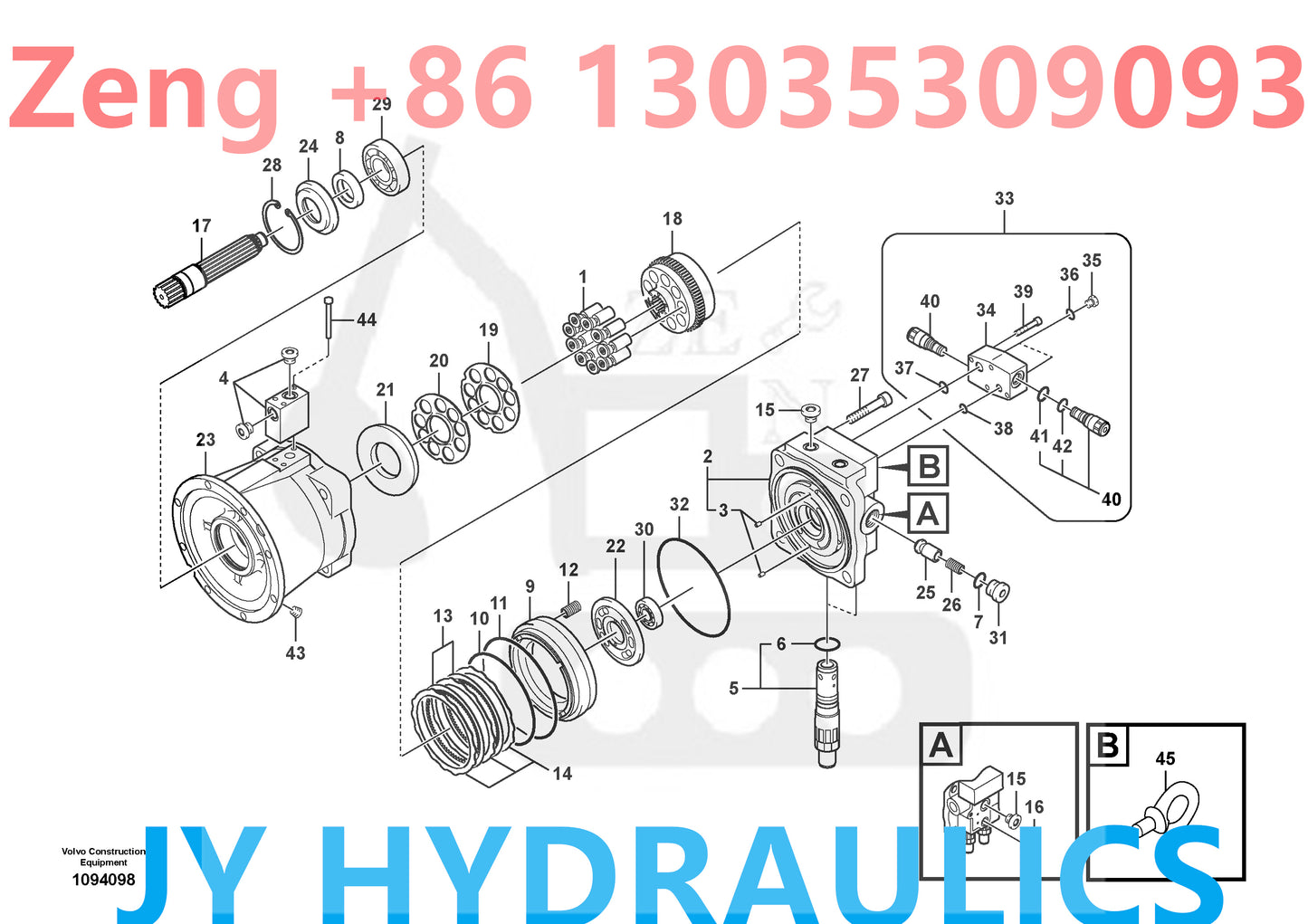 VOLVO EC200D EXCAVATOR VOE14715509 SWING MOTOR ROTARY GROUP AND SPARE PARTS