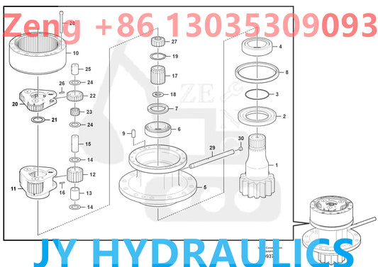VOLVO EC200D Swing gearbox S/N 280001-,- 240000, S/N - 280330