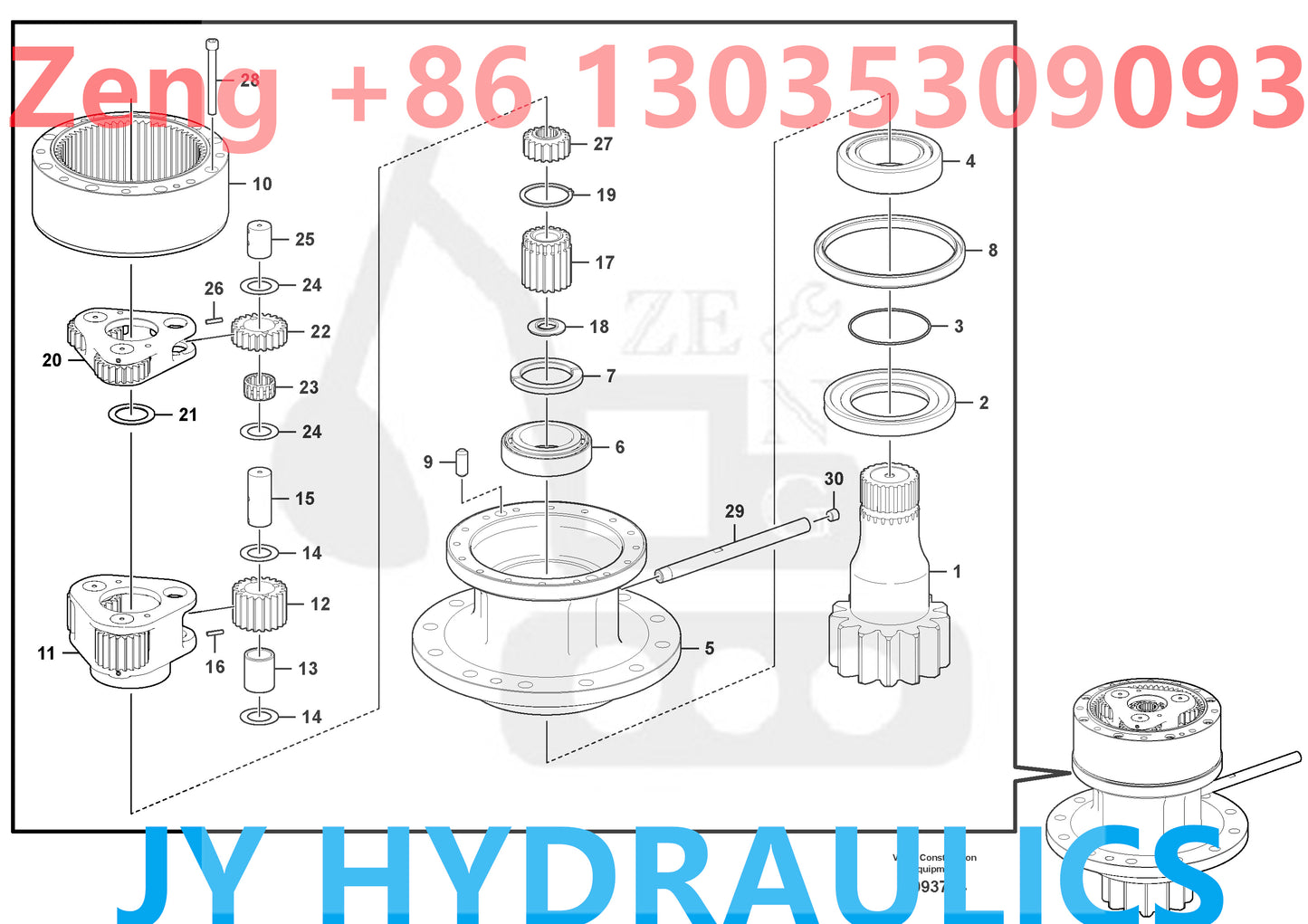 VOLVO EC200D Swing gearbox S/N 280001- ,S/N 240001-, S/N 280331