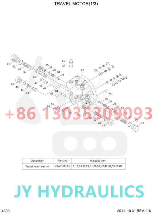 HYUNDAI R80-7 R80-7A EXCAVATOR XKAY-01864 31N1-40010 31N1-40011 TRAVEL MOTOR ROTARY GROUP AND SPARE PARTS