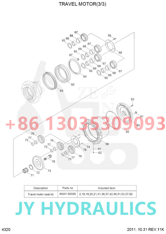 HYUNDAI R80-7 R80-7A EXCAVATOR TRAVEL REDUCTION GEARBOX PARTS
