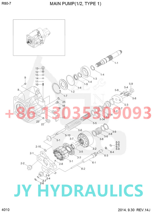 HYUNDAI R80-7 R80-7A EXCAVATOR 31N1-10010 31N1-10011 HYDRAULIC PUMP PARTS
