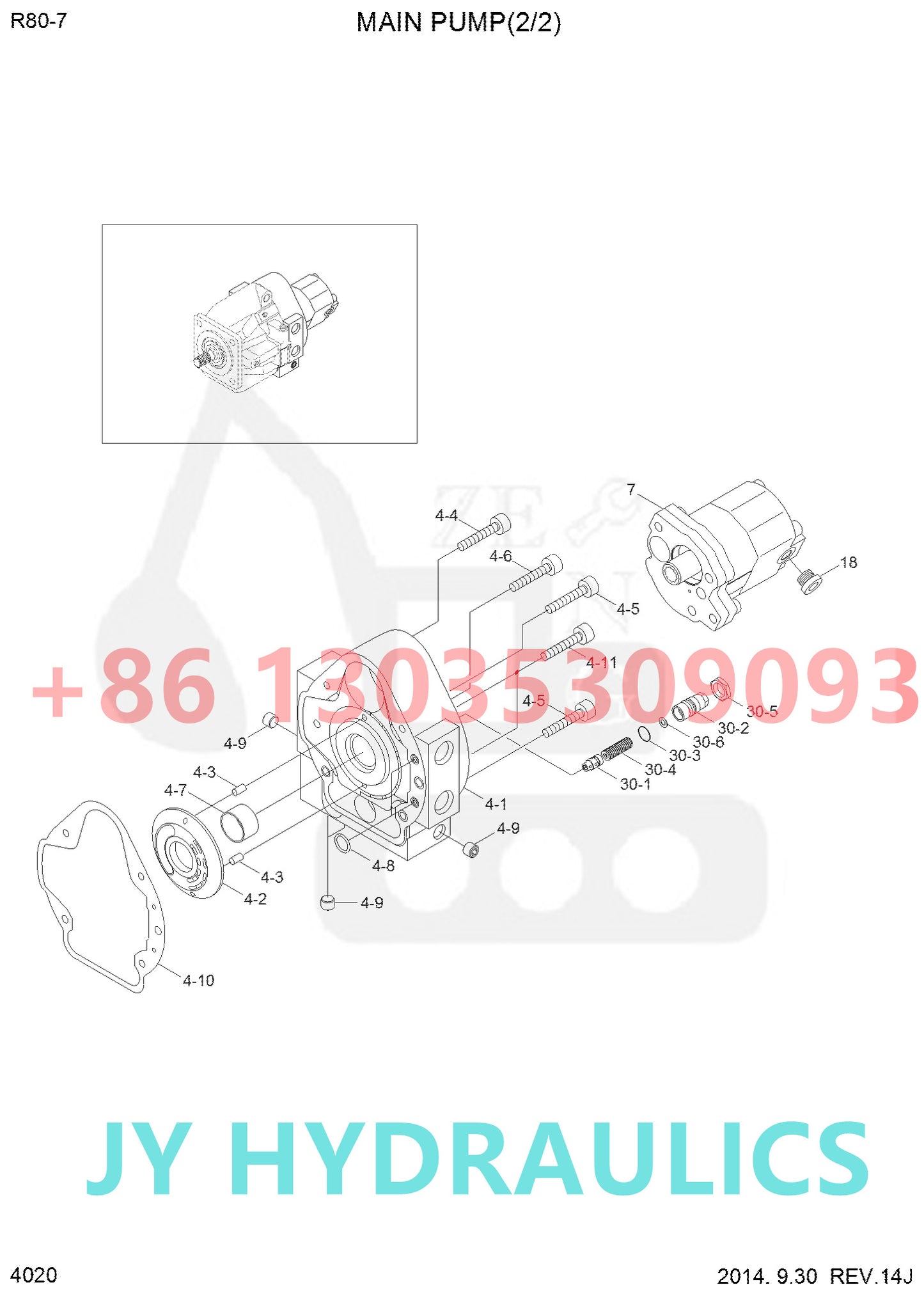 HYUNDAI R80-7 R80-7A EXCAVATOR 31N1-10010 31N1-10011 HYDRAULIC PUMP ROTARY GROUP AND SPARE PARTS