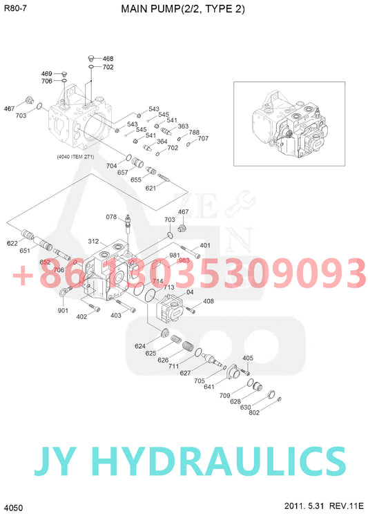 HYUNDAI R80-7 R80-7A EXCAVATOR 31Q1-10050 HYDRAULIC PUMP ROTARY GROUP AND SPARE PARTS