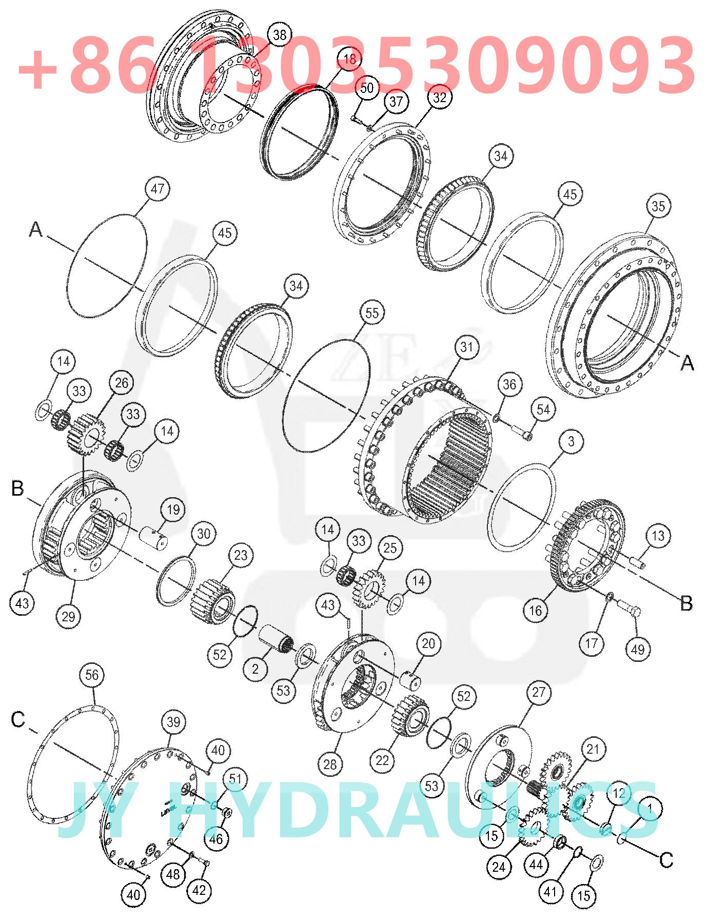CATERPILLAR CAT349 CAT352 EXCAVATOR FINAL DRIVE TRAVEL REUDCTION GEARBOX PARTS