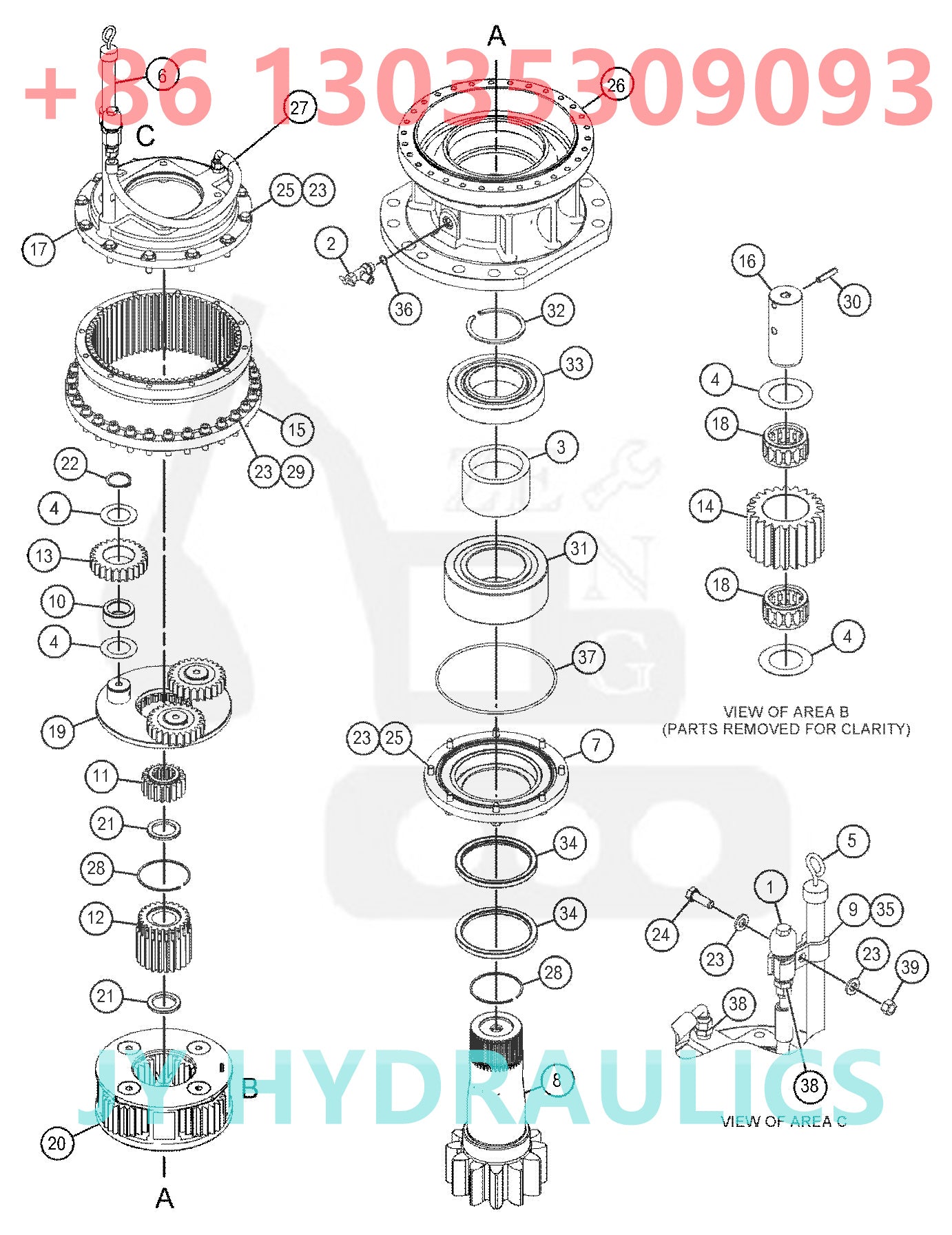 CATERPILLAR CAT349 CAT352 EXCAVATOR SWING DRIVE REDUCTION GEARBOX PARTS