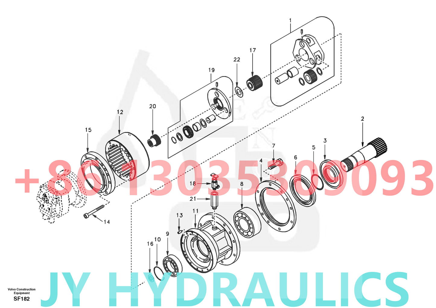 VOLVO EC460 EXCAVATOR SA7118-30130 SWING REDUCTION GEARBOX PARTS