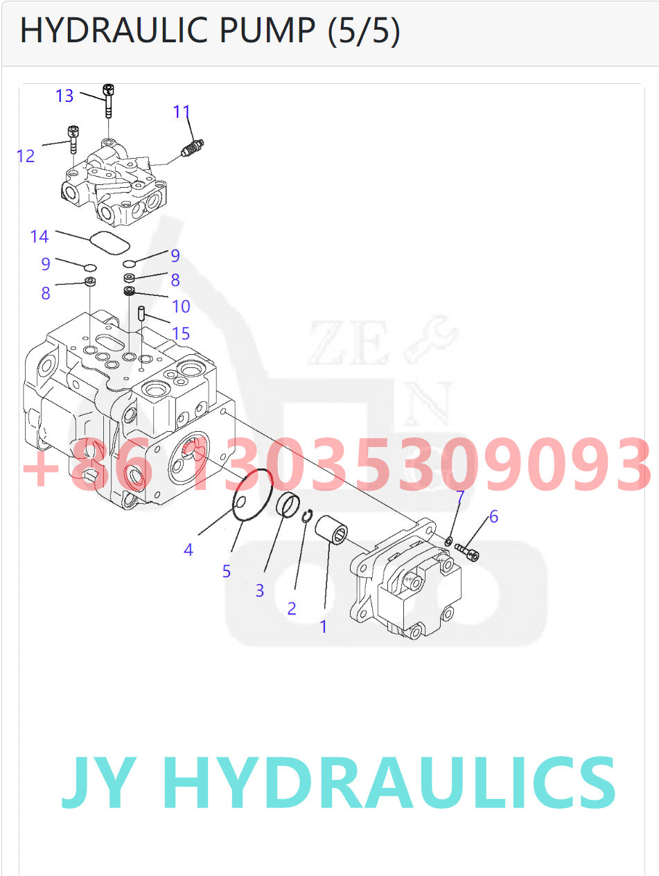 KOMATSU PC27MRX-1  PC27MR-2 PC27MR-2-A PC27MR-2-B PC30MR-2 PC30UU-3 EXCAVATOR 708-1S-00252 708-1S-01252 HYDRAULIC PUMP ROTARY GROUP