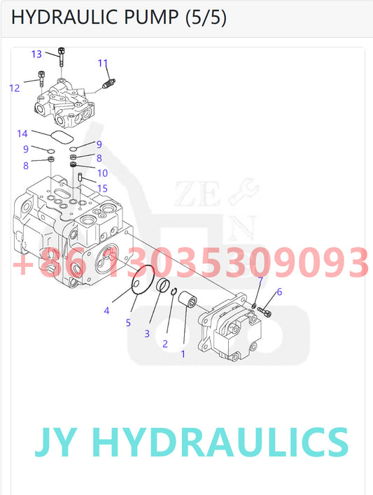 KOMATSU PC27MRX-1  PC27MR-2 PC27MR-2-A PC27MR-2-B PC30MR-2 PC30UU-3 EXCAVATOR 708-1S-00252 708-1S-01252 HYDRAULIC PUMP PARTS