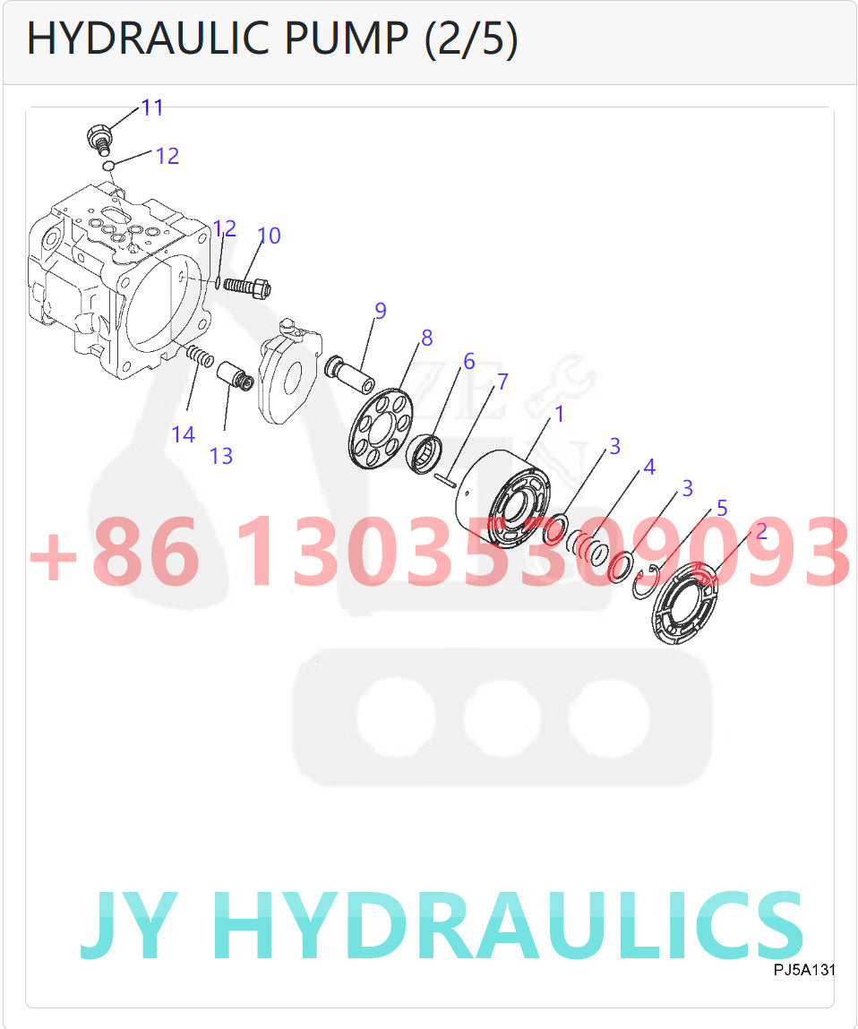 KOMATSU PC27MRX-1  PC27MR-2 PC27MR-2-A PC27MR-2-B PC30MR-2 PC30UU-3 EXCAVATOR 708-1S-00252 708-1S-01252 HYDRAULIC PUMP ROTARY GROUP