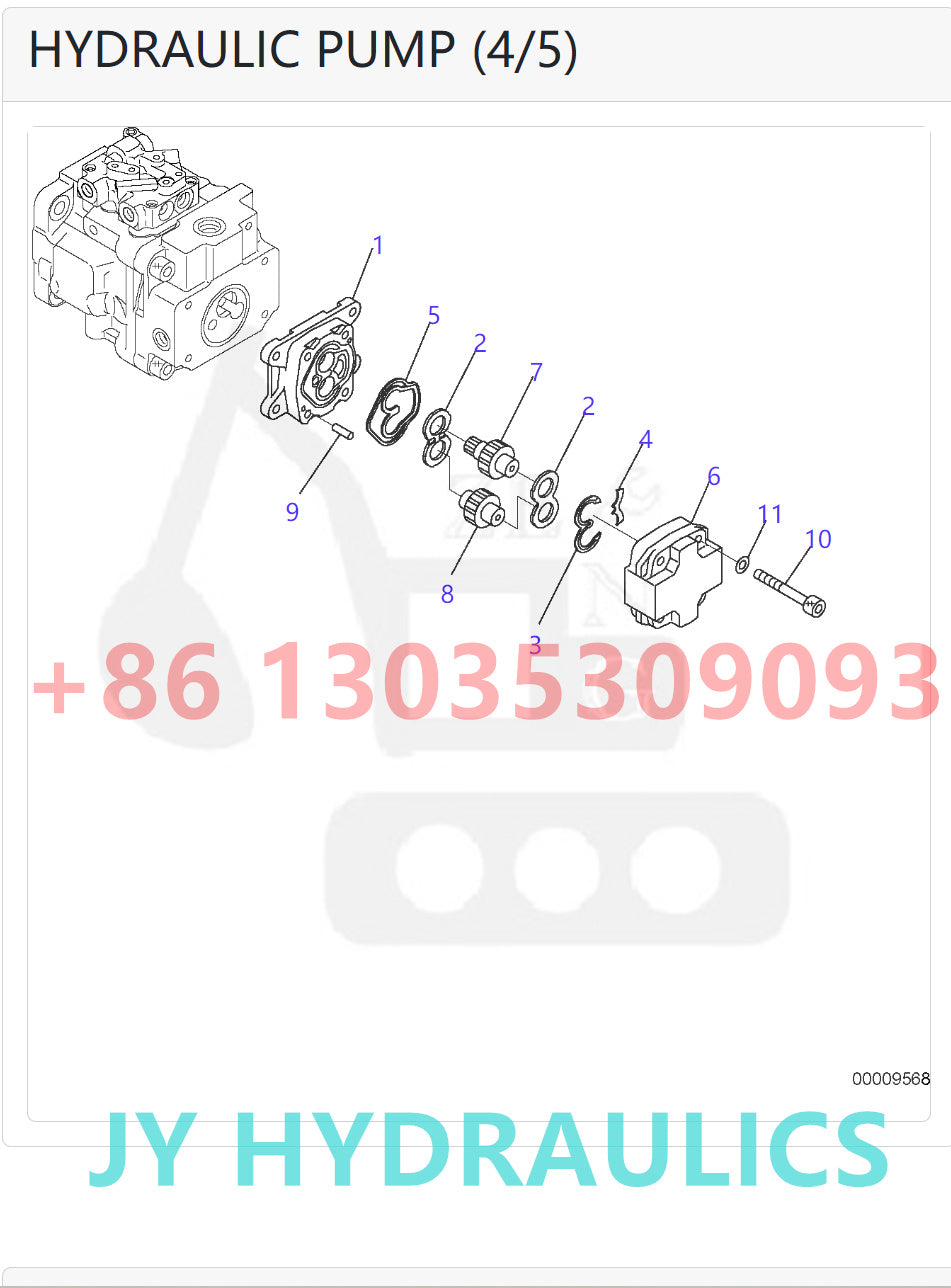 KOMATSU PC27MRX-1  PC27MR-2 PC27MR-2-A PC27MR-2-B PC30MR-2 PC30UU-3 EXCAVATOR 708-1S-00252 708-1S-01252 HYDRAULIC PUMP ROTARY GROUP