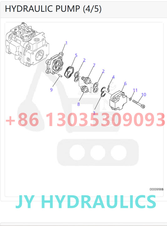 KOMATSU PC27MRX-1  PC27MR-2 PC27MR-2-A PC27MR-2-B PC30MR-2 PC30UU-3 EXCAVATOR 708-1S-00252 708-1S-01252 HYDRAULIC PUMP ROTARY GROUP