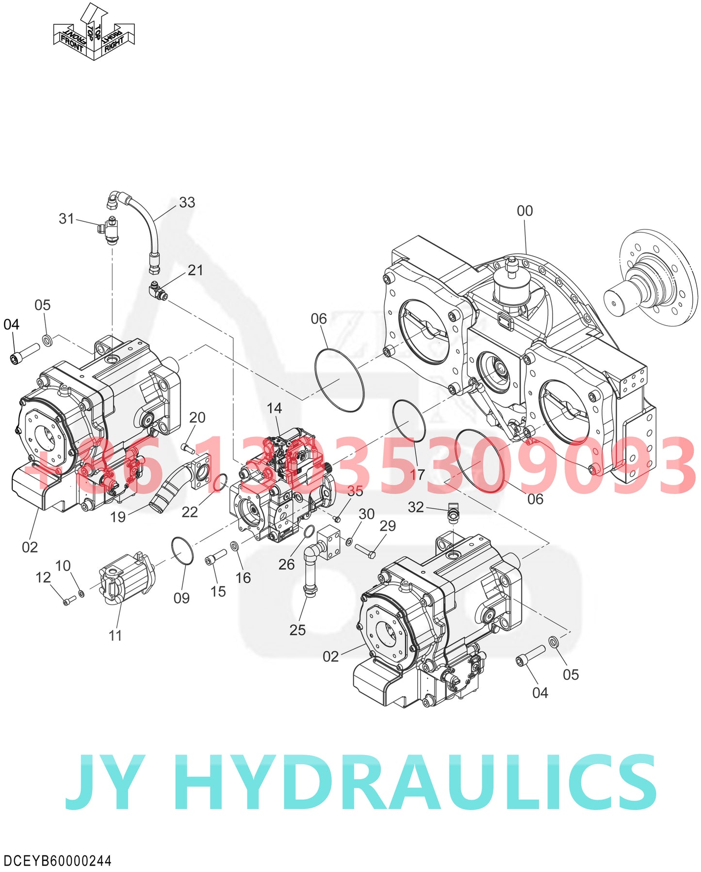 HITACHI ZX670LC-5G ZX670LCH-5G ZX670LCR-5G ZX870-5G ZX870H-5G ZX870LC-5G ZX870LCR-5G EXCAVATOR YB60000246 9298855  HYDRAULIC PUMP PARTS