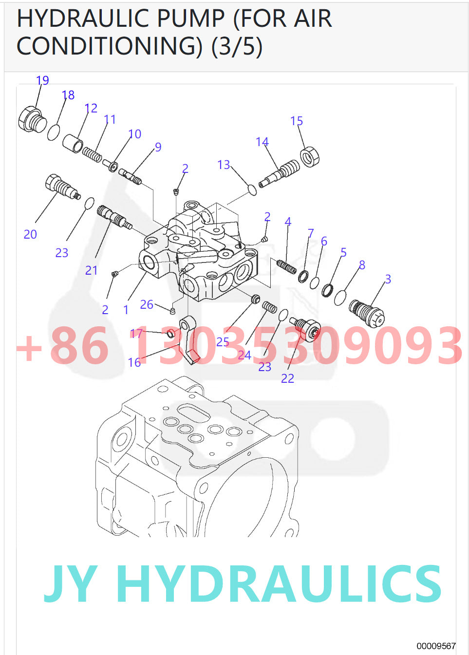 KOMATSU PC30MR-2 PC35MR-2 EXCAVATOR 708-1S-00611 708-1S-01253 HYDRAULIC PUMP ROTARY GROUP AND SPARE PARTS