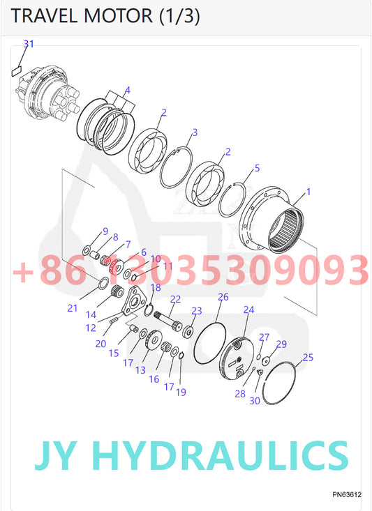 KOMATSU PC27MR-2 PC27MR-2-A PC27MR-2-B PC30MR-2 PC30MR-2-A PC30MR-2-B PC30MR-2-C PC30MR-2-D PC30MR-3(JPN) PC35MR-2 PC35MR-2-A PC35MR-2-B EXCAVATOR 22L-60-21101 TRAVEL REDUCTION GEAR