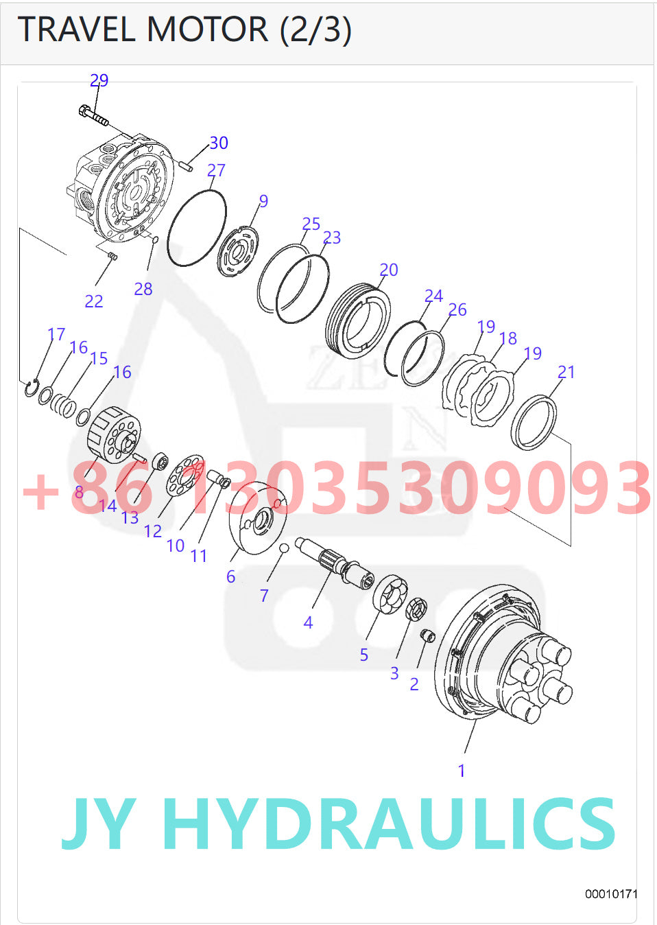 KOMATSU PC27MR-2 PC27MR-2-A PC27MR-2-B PC30MR-2 PC30MR-2-A PC30MR-2-B PC30MR-2-C PC30MR-2-D PC30MR-3(JPN) PC35MR-2 PC35MR-2-A PC35MR-2-B EXCAVATOR 22L-60-21101 TRAVEL MOTOR ROTARY GROUP AND SPARE PARTS