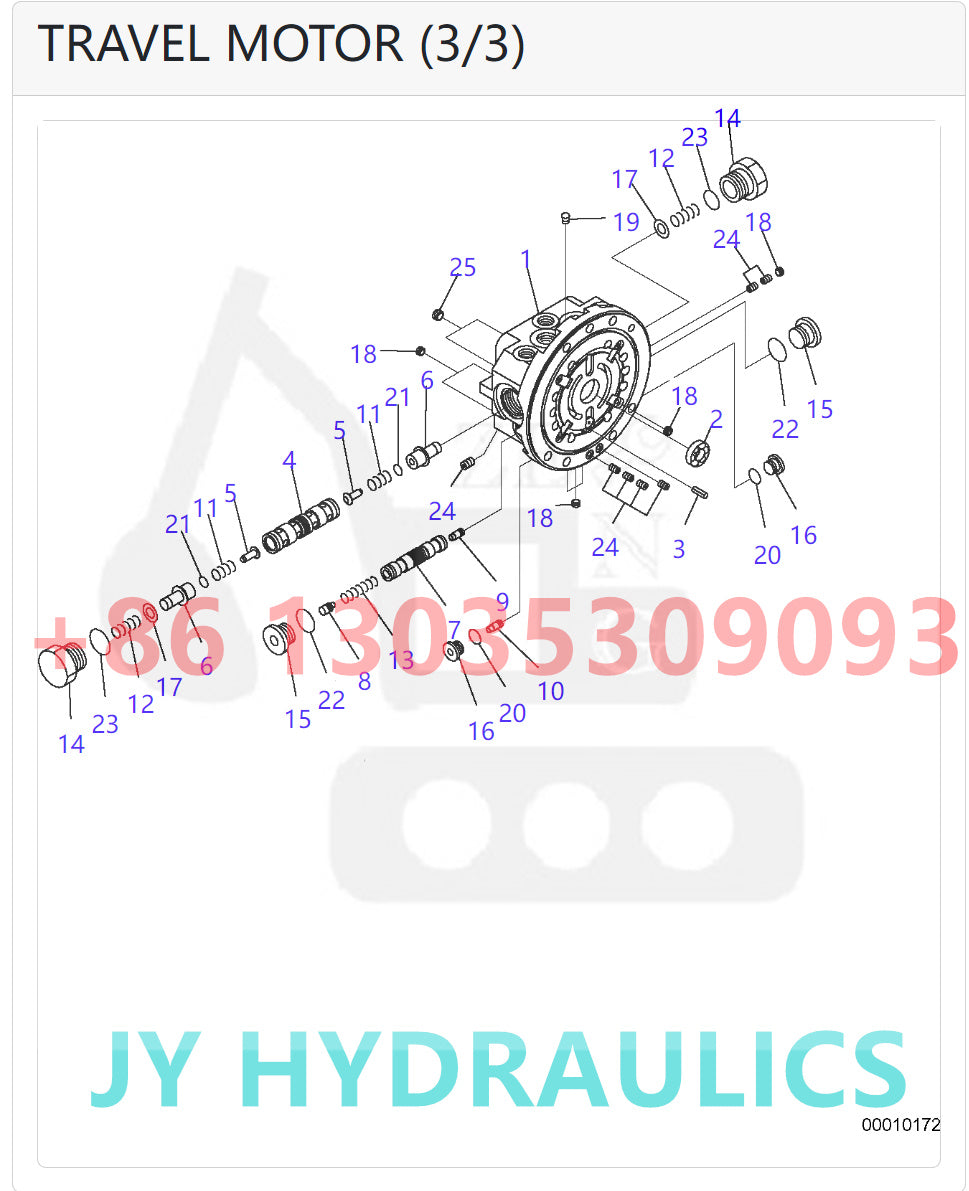 KOMATSU PC27MR-2 PC27MR-2-A PC27MR-2-B PC30MR-2 PC30MR-2-A PC30MR-2-B PC30MR-2-C PC30MR-2-D PC30MR-3(JPN) PC35MR-2 PC35MR-2-A PC35MR-2-B EXCAVATOR 22L-60-21101 TRAVEL MOTOR ROTARY GROUP AND SPARE PARTS