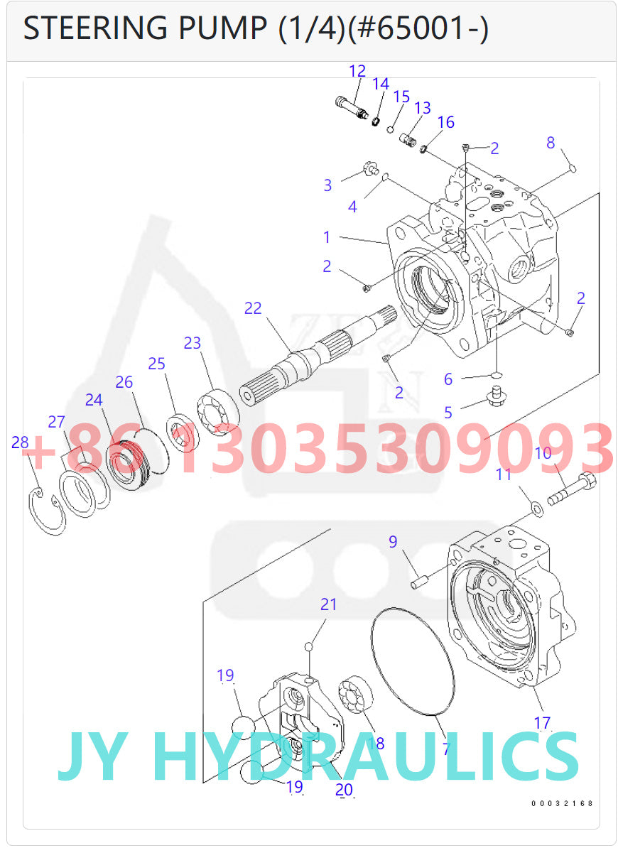 KOMATSU WA380-6 WA430-6 WA430-6E0 WHEEL LOADER 708-1U-00120 708-1U-01122 708-1U-00150 708-1U-00151 STEERING PUMP PARTS