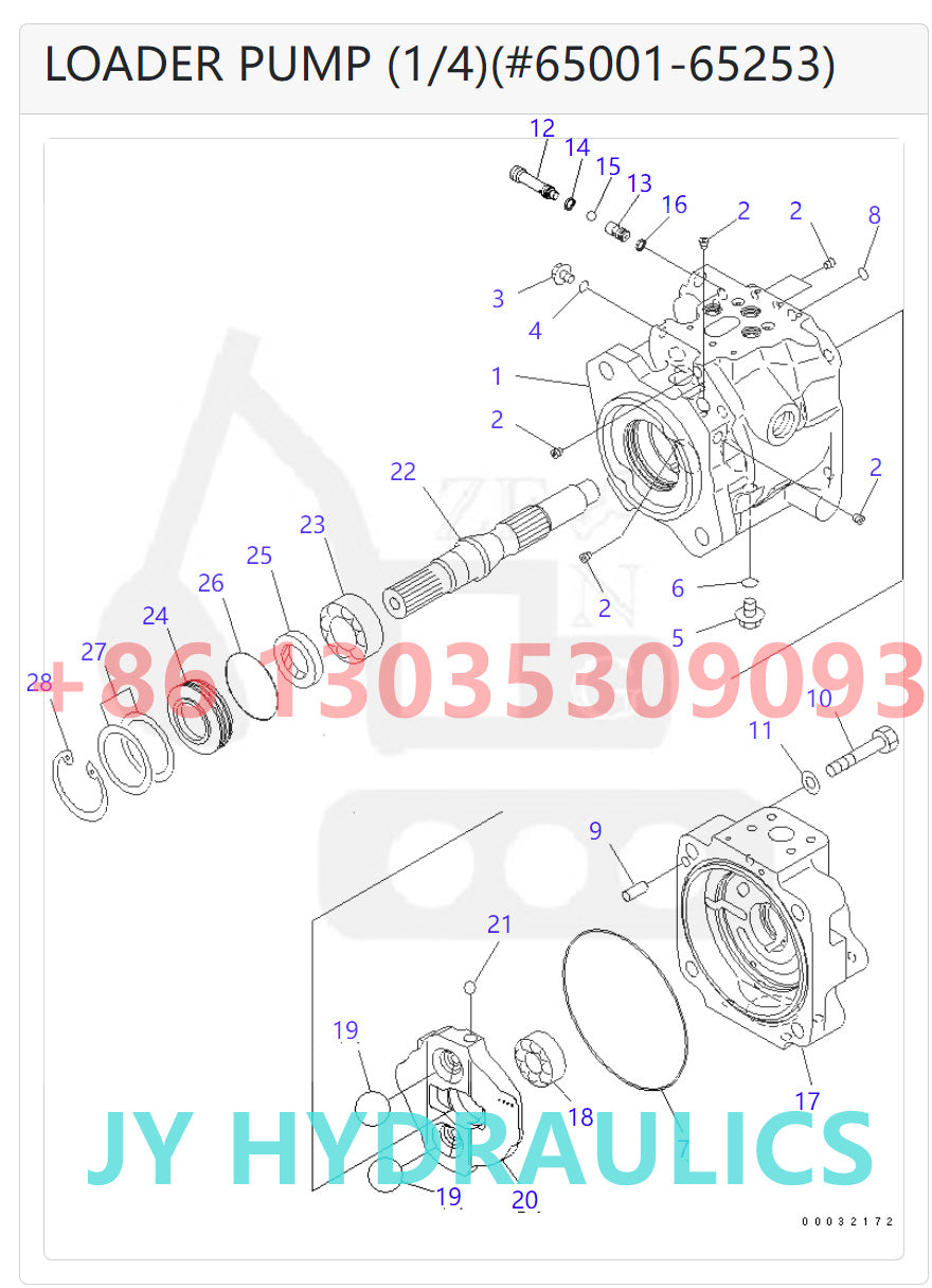 KOMATSU WA380-6 WA430-6 WA430-6E0 WHEEL LOADER 708-1W-00860 708-1W-00881 708-1W-00882 708-1W-01812 708-1W-01881 708-1W-01882 LOADER PUMP ROTARY GROUP