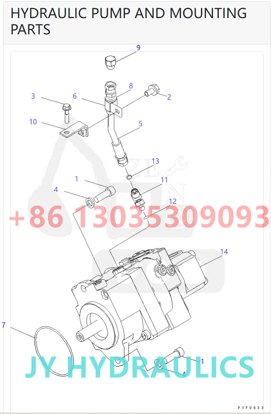 KOMATSU 708-1T-00710 708-1T-01711  HYDRAULIC PUMP ROTARY GROUP