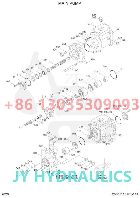HYUNDAI R290LC R290LC-3 R290LC-3LL R290LC-3RB EXCAVATOR 11E9-1501 31E9-03010 HYDRAULIC PUMP PARTS