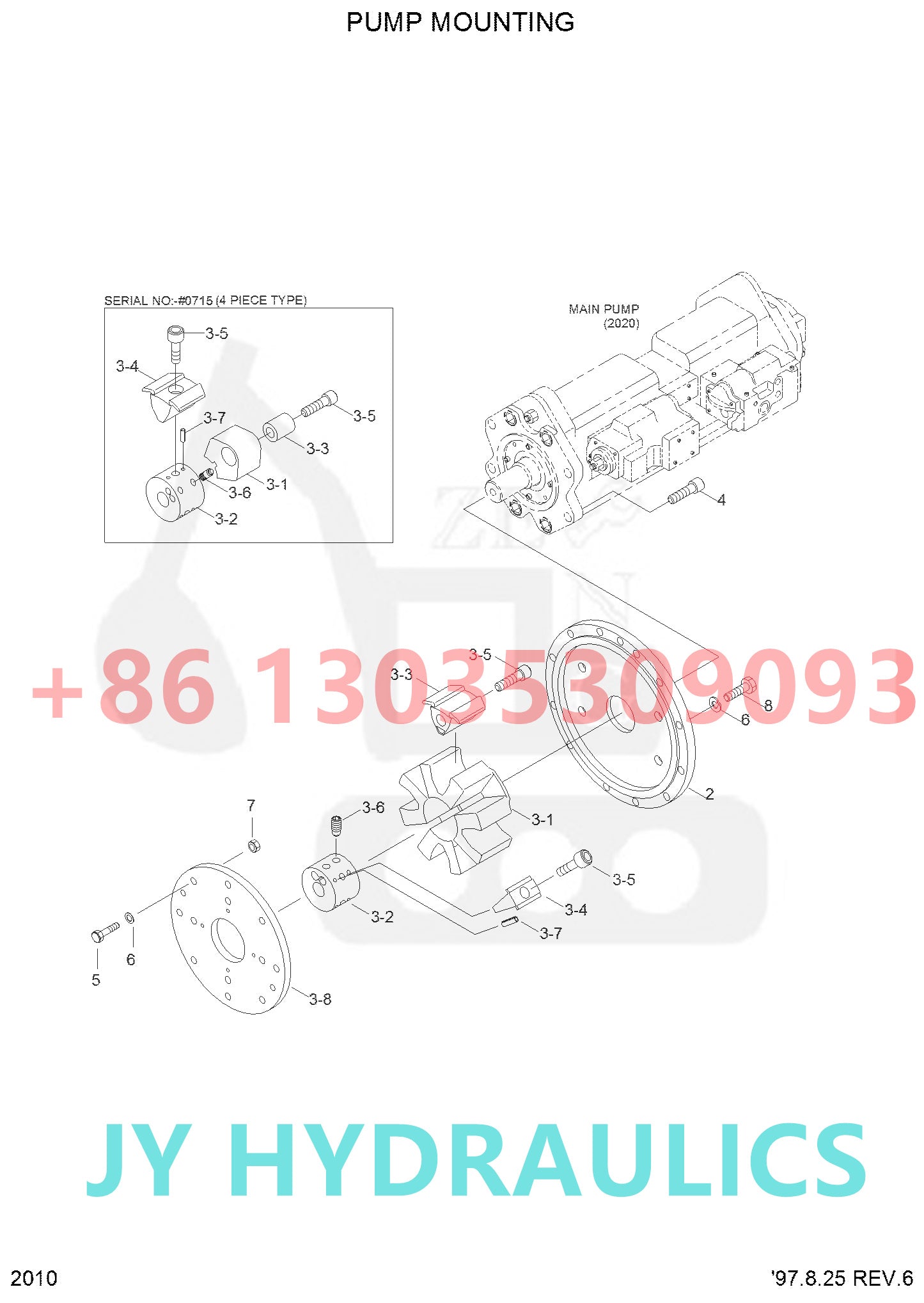 HYUNDAI R290LC R290LC-3 R290LC-3LL R290LC-3RB EXCAVATOR 11E9-1501 31E9-03010 HYDRAULIC PUMP PARTS