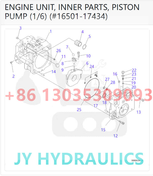 KOMATSU PC45MR-3 PC55MR-3 EXCAVATOR 708-3S-00952 708-3S-01860 HYDRAULIC PUMP PARTS