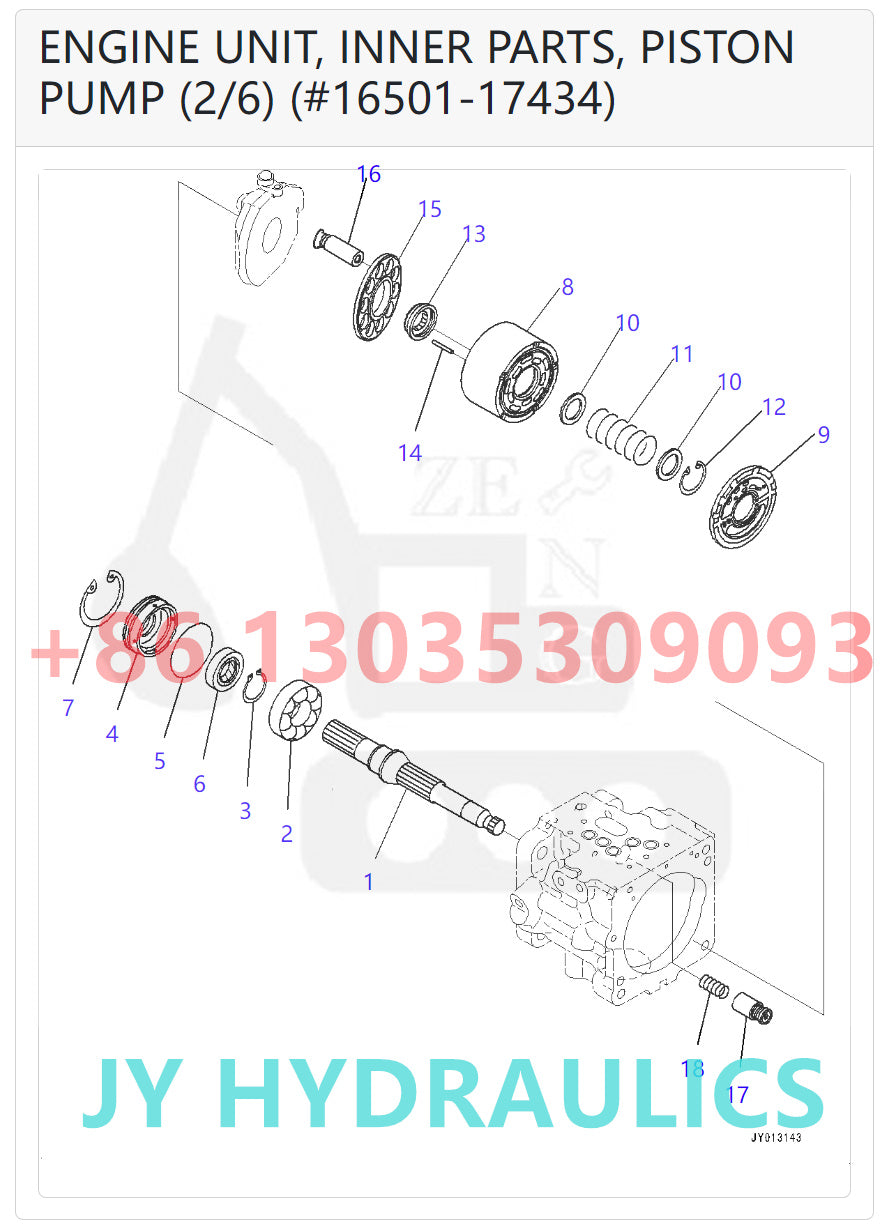 KOMATSU PC45MR-3 PC55MR-3 EXCAVATOR 708-3S-00952 708-3S-01860 HYDRAULIC PUMP PARTS