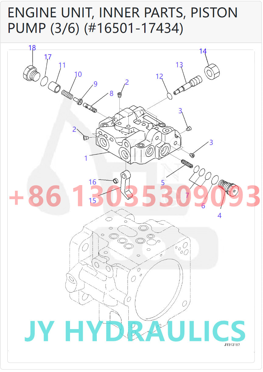 KOMATSU PC45MR-3 PC55MR-3 EXCAVATOR 708-3S-00952 708-3S-01860 HYDRAULIC PUMP PARTS