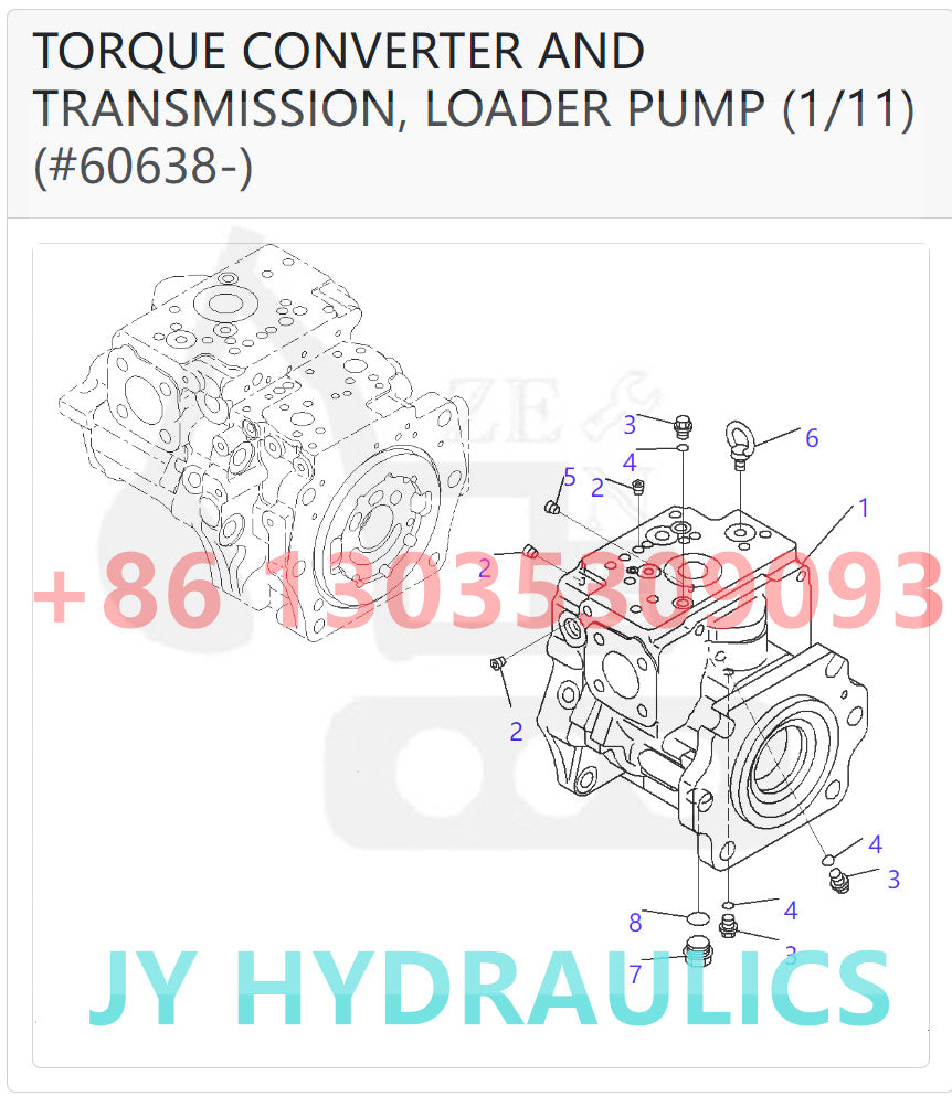 KOMATSU WA600-6 WA600-6R WHEEL LOADER 708-2G-00801 708-2G-01083 LOADER PUMP ROTARY GROUP