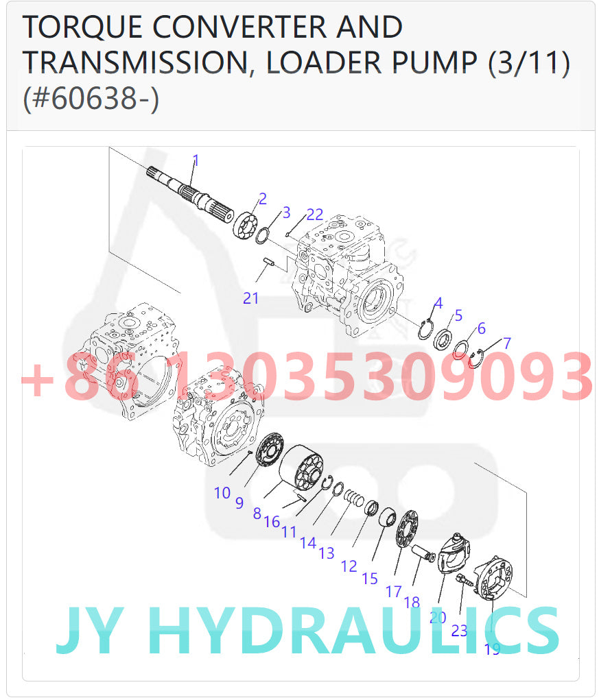 KOMATSU WA600-6 WA600-6R WHEEL LOADER 708-2G-00801 708-2G-01083 LOADER PUMP ROTARY GROUP AND SPARE PARTS