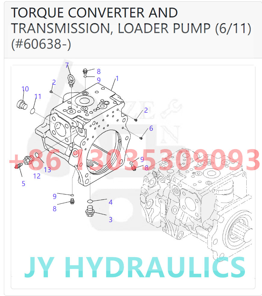 KOMATSU WA600-6 WA600-6R WHEEL LOADER 708-2G-00801 708-2G-01083 LOADER PUMP ROTARY GROUP AND SPARE PARTS