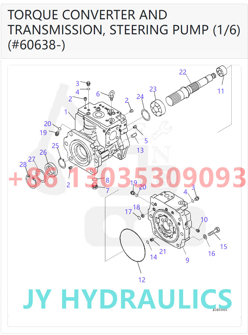 KOMATSU WA600-6 WA600-6R WD600-6 WHEEL LOADER 708-1G-00041 708-1G-01043 STEERING PUMP PARTS