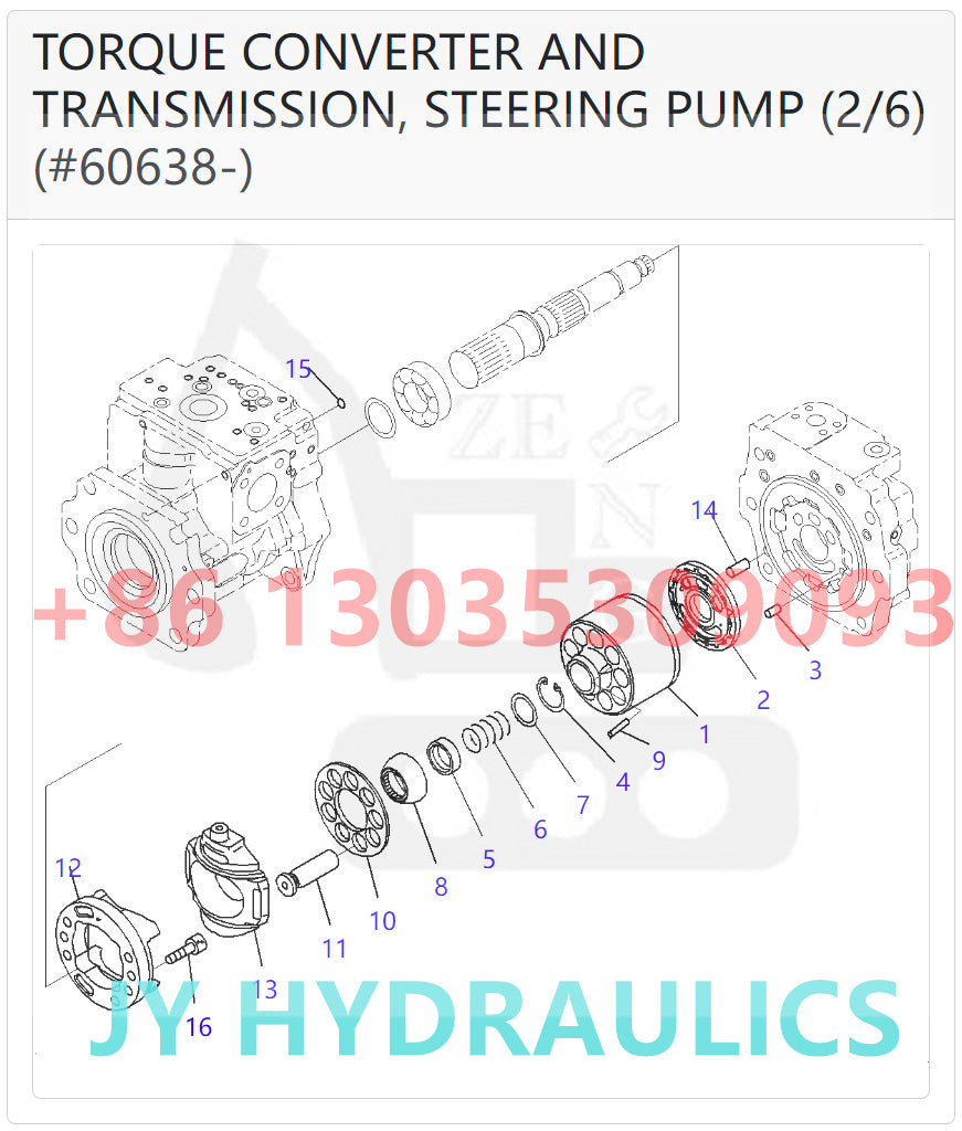 KOMATSU WA600-6 WA600-6R WD600-6 WHEEL LOADER 708-1G-00041 708-1G-01043 STEERING PUMP PARTS