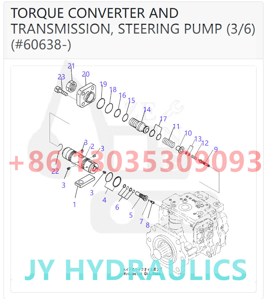 KOMATSU WA600-6 WA600-6R WD600-6 WHEEL LOADER 708-1G-00041 708-1G-01043 STEERING PUMP PARTS