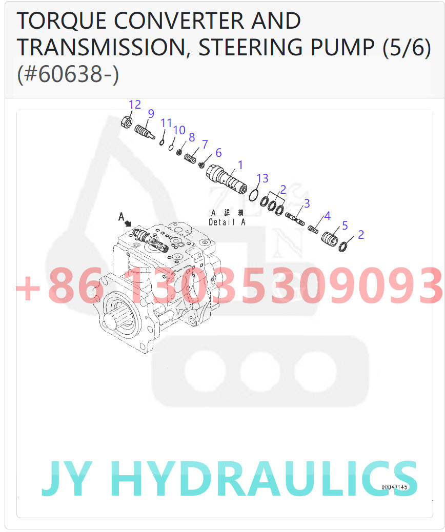 KOMATSU WA600-6 WA600-6R WD600-6 WHEEL LOADER 708-1G-00041 708-1G-01043 STEERING PUMP PARTS
