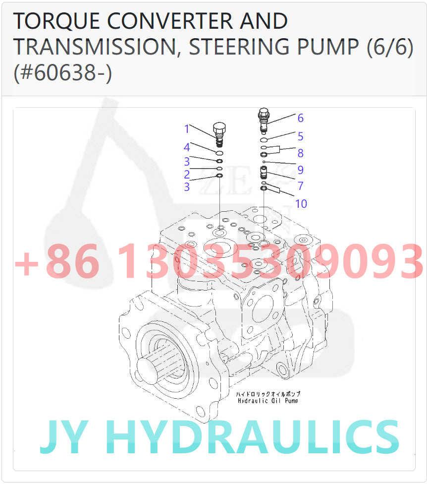 KOMATSU WA600-6 WA600-6R WD600-6 WHEEL LOADER 708-1G-00041 708-1G-01043 STEERING PUMP PARTS