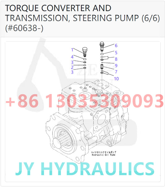KOMATSU WA600-6 WA600-6R WD600-6 WHEEL LOADER 708-1G-00041 708-1G-01043 STEERING PUMP ROTARY GROUP